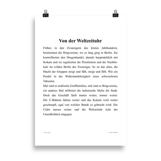 Von der Weltzeituhr - Poster/Plakat